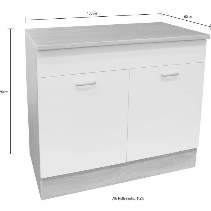 Spülenunterschrank >Ailina< in Sonoma-Eiche / weiß - 100x90x60 (BxHxT) – Bild 6