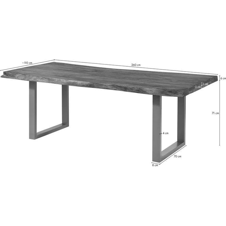 Baumtisch Sheesham 260x100x77 natur sandgestrahlt / U-Beine anthrazit glänzend FREEFORM 5 – Bild 8