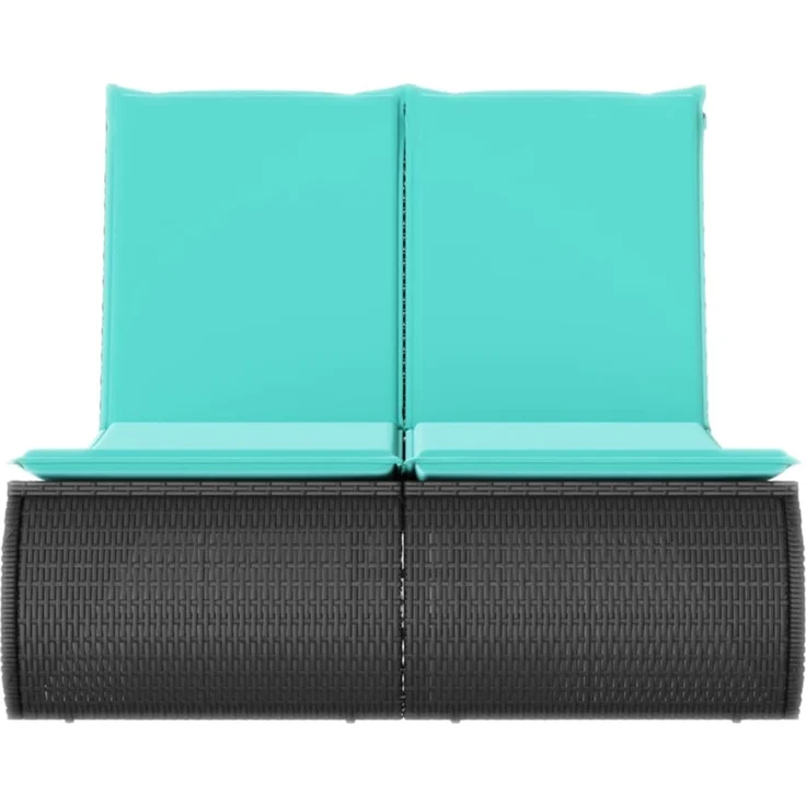 vidaXL Doppel-Sonnenliege mit Kissen Schwarz Poly Rattan 368098 – Bild 4