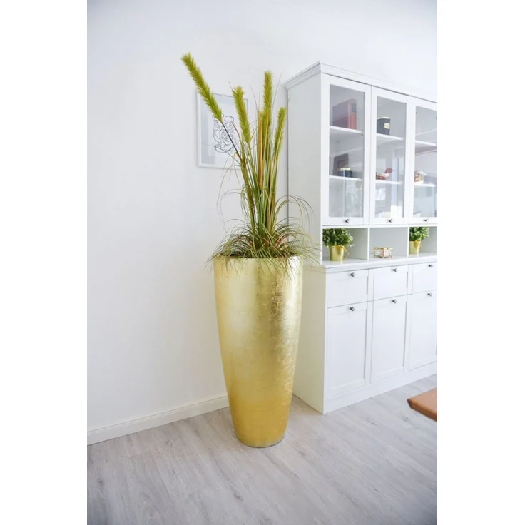 VIVANNO Pflanzkübel Exklusiver Fiberglas "City", Gold Hochglanz 47x100 cm – Bild 4