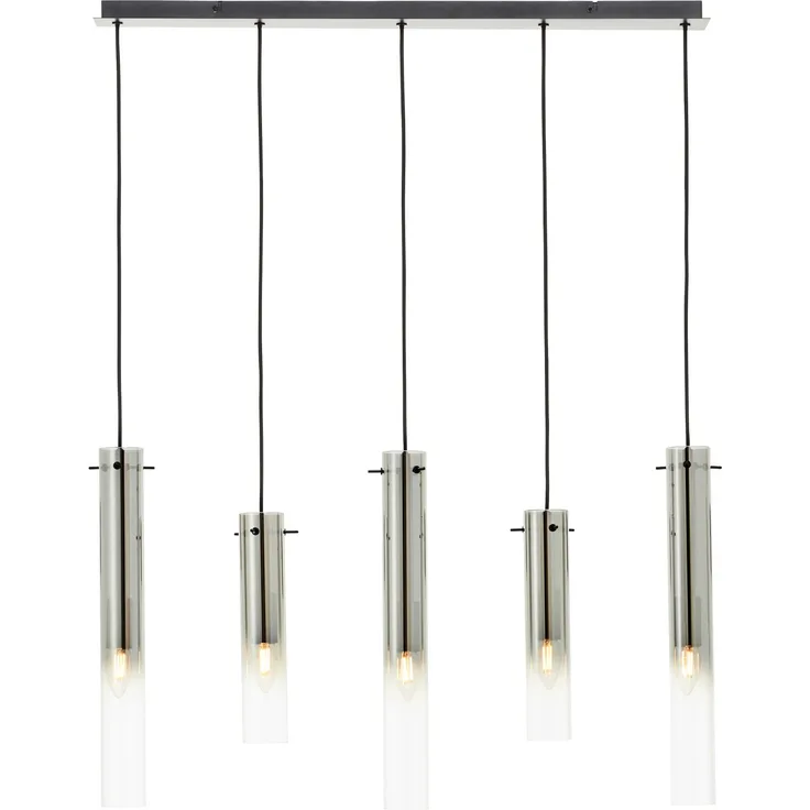 Brilliant Pendelleuchte Glasini 5-flammig, Schwarz Matt, 119 cm x 95 cm, dimmbar, Kürzbares Kabel