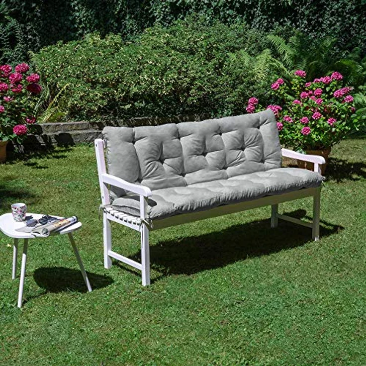 Beautissu Bankauflage Flair BR Hellgrau, 120 x 100 x 10 cm – Bild 7