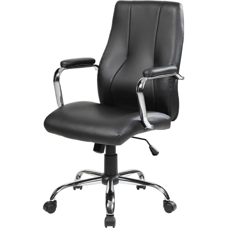 Dmora - Stuhl mit Rädern Hobart, Chefsessel mit Armlehnen, Ergonomischer Bürostuhl, 64x58h101/111 cm, Schwarz