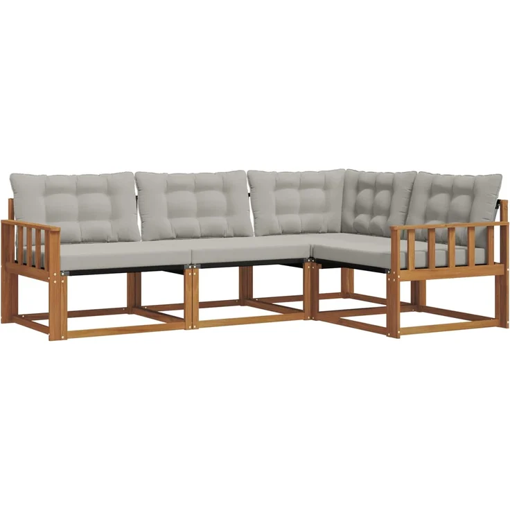 vidaXL Outdoor-Sofagarnitur 4 stk. 4-Sitzer Natur und Hellgrau 3369406 – Bild 2