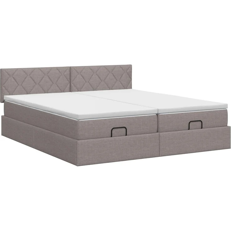 vidaXL Ottoman Bett mit Matratze 2 stk. Taupe 160 x 200 cm Stoff 3456709 – Bild 8