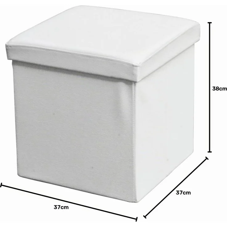 ECHTWERK Sitzwürfel StoreCube, faltbar, circa 38 x 38 x 38 cm, Kunstleder, Aufbewahrungsbox, weiß – Bild 3