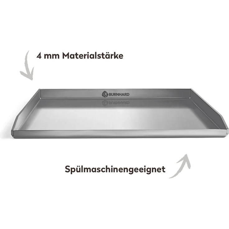 BURNHARD® Edelstahl Plancha Set Fred 41,5 x 40,0 cm mit 2-tlg. Grillspachtel und Grillschaber Set - Multi-Color - #946147 – Bild 4