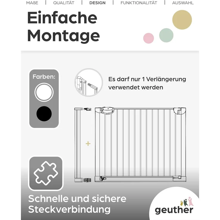 Geuther Türschutzgitter Easylock Flatstep 69-125 cm weiß, auch als Treppenschutzgitter verwendbar – Bild 4