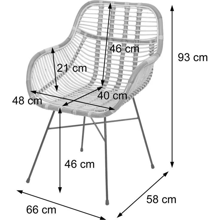6er-Set Esszimmerstuhl HWC-P17, Küchenstuhl Korbstuhl Rattansessel Rattanstuhl Stuhl, Kubu Rattan Metall ~ Polster grün – Bild 3