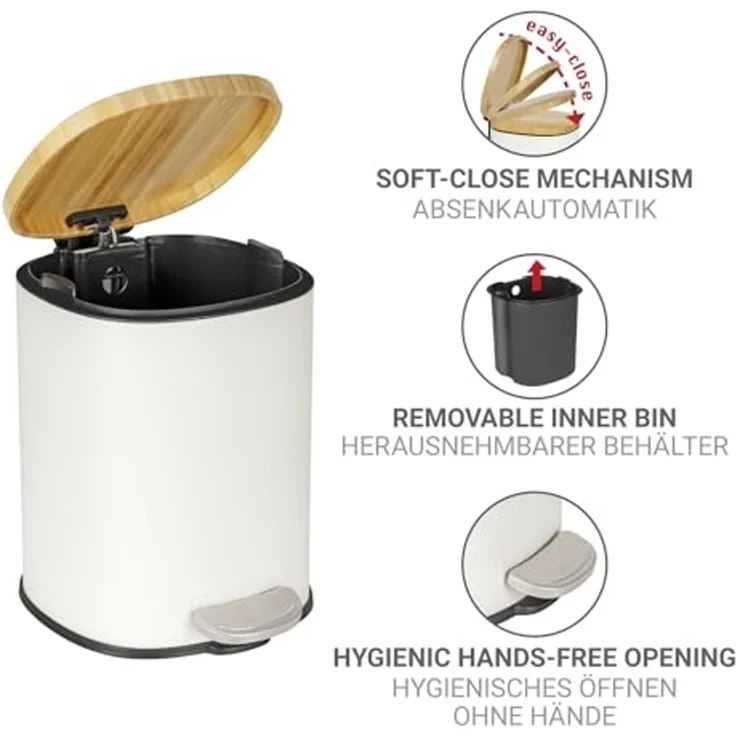 WENKO FIANEMA Kosmetikeimer 3 Liter, Weiß/Braun – Bild 3