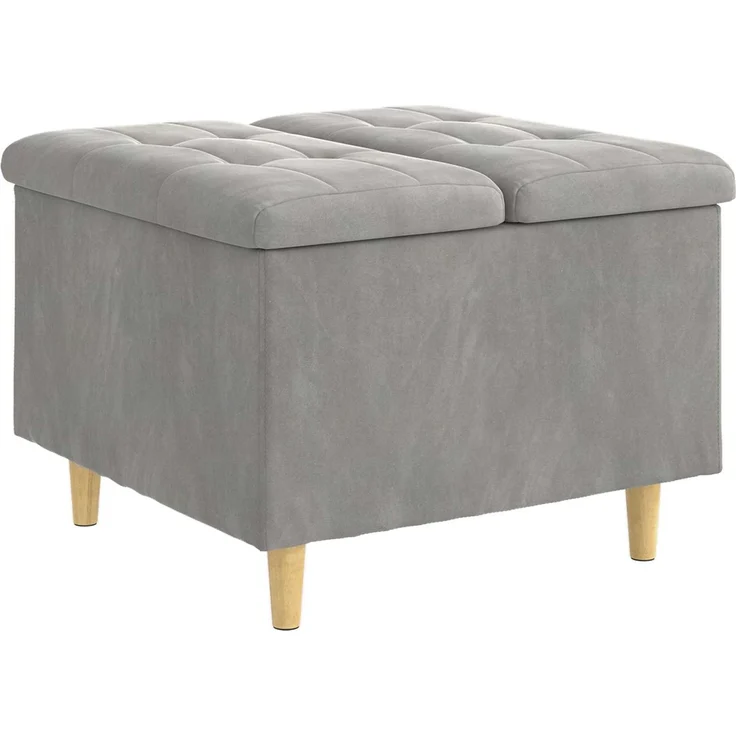 vidaXL Ottoman mit Stauraum Hellgrau 60 x 60 x 45 cm Samt 876825 – Bild 2