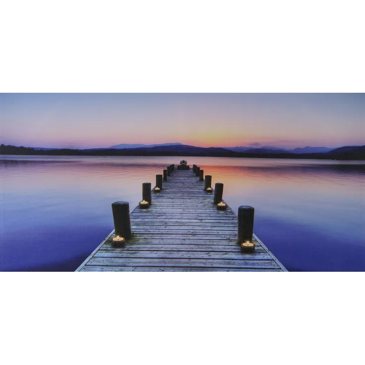 LED-Bild, Leinwandbild Leuchtbild Wandbild, Timer MVG-zertifiziert ~ 110x55cm Steg, flackernd