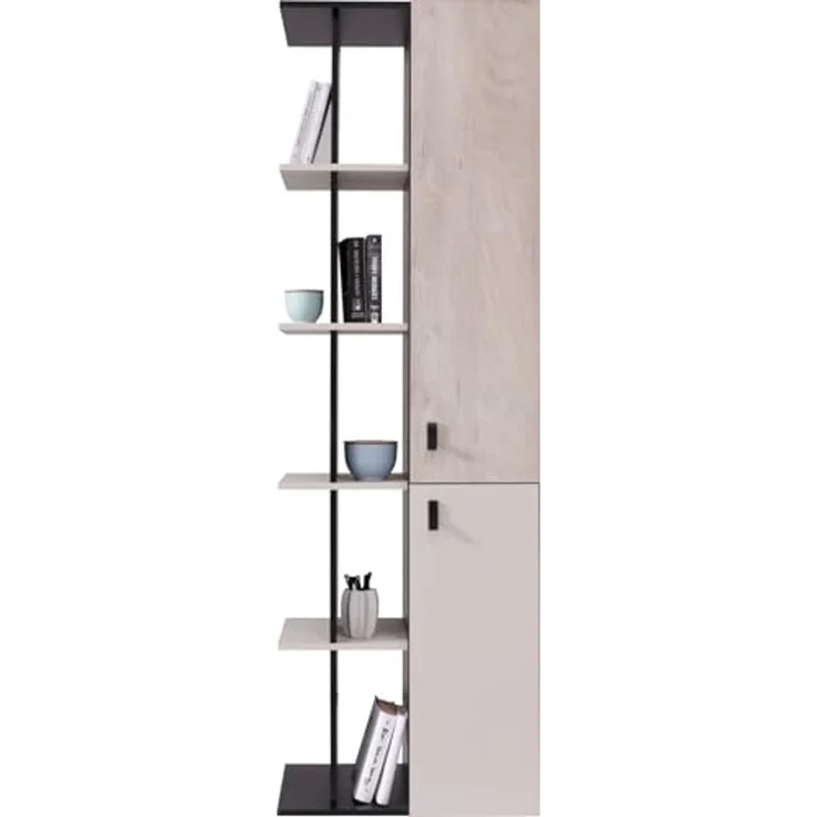 Jugendzimmer Spuki in Schwarz, Eiche & Beige in 4 Varianten oder als Einzelmöbel - 8 teilig , Eckkleiderschrank + Regalschrank groß + Schreibtisch + Wandregal 1 + Standregal + Jugendbett 90x200cm mit belüfteter Matratzenauflage + Matratze – Bild 7
