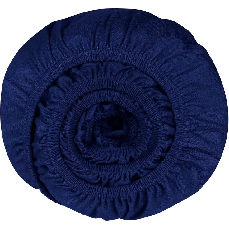 Schiesser 'Flexi' Spannbettlaken mit Gummizug, Jersey / Elasthan, Marineblau, 90x200 cm