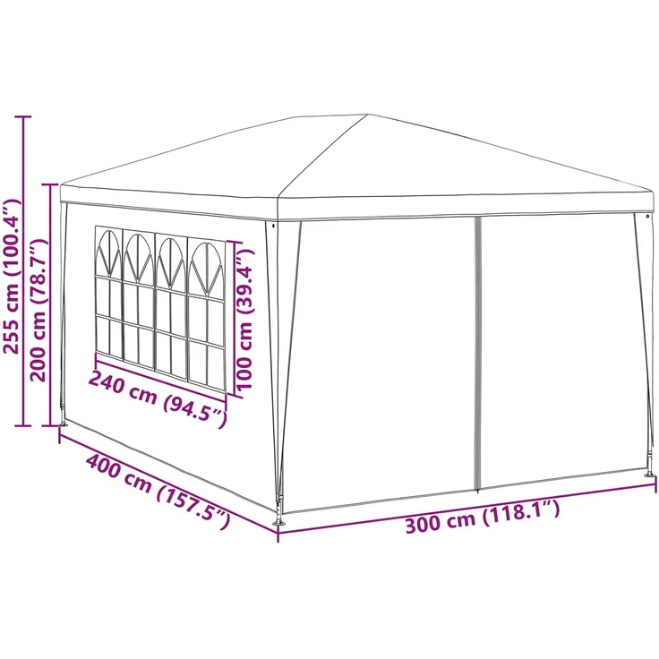 vidaXL Party-Zelt Rot 400 x 300 x 255 cm PE und Stahl 42032347 – Bild 8