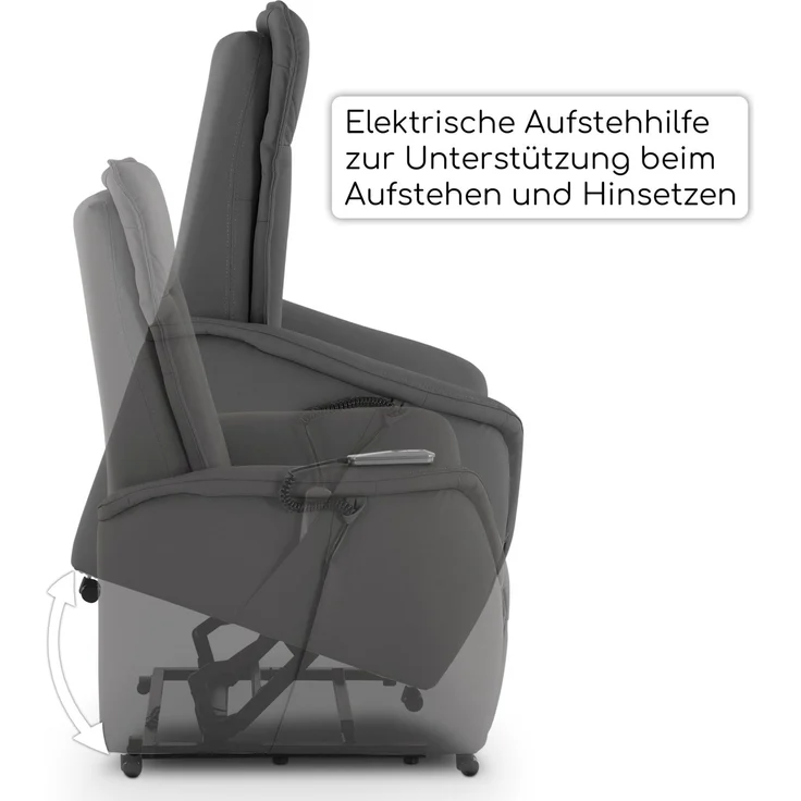 Raburg TV-Sessel Fernsehsessel mit Aufstehhilfe, Relaxsessel mit Liegefunktion, Marie, elektrisch mit Fernbedienung, 2 Motoren, bis 120 kg – Bild 3