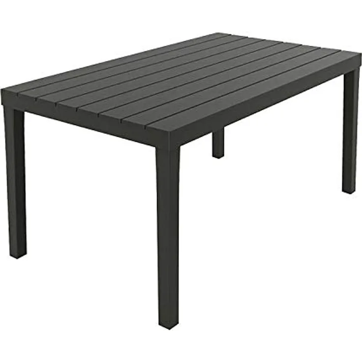 Ambia Garden Gartentisch, rechteckig, Anthrazit, Kunststoff, 72x78x138 cm, Made in Italy, für Garten und Terrasse
