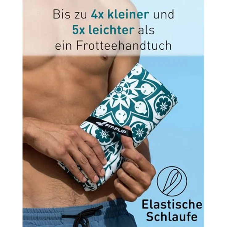 Fit-Flip Strandtuch XXL, Mikrofaser Handtuch 200x90cm, leicht, schnelltrocknend, 100% recyceltes Material, sandfrei und schmutzabweisend – Bild 5