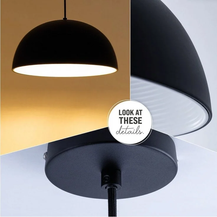 Paco Home Pendelleuchte SAWYER, ohne Leuchtmittel, Hängelampe Esszimmer Küchenlampe Hängend 1,5m Textilkabel Ã˜40,5cm – Bild 3