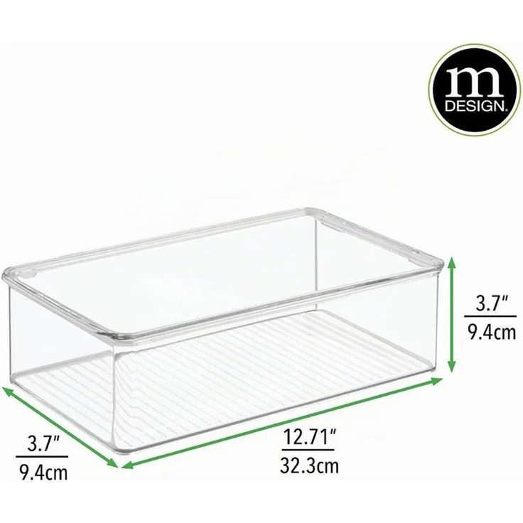 mDesign Aufbewahrung Organizer Kiste Box 4er-Set Stapelbar Deckel Transparent – Bild 2