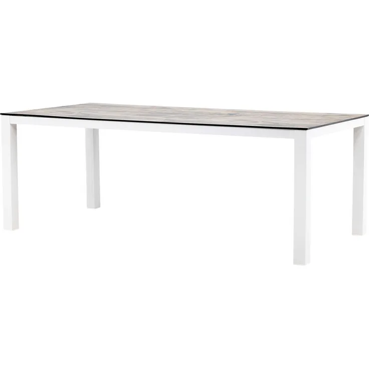 Gardenson Gartentisch, rechteckig, grau/weiß, wetterbeständig, 100x75x205 cm, Metall/Kunststoff