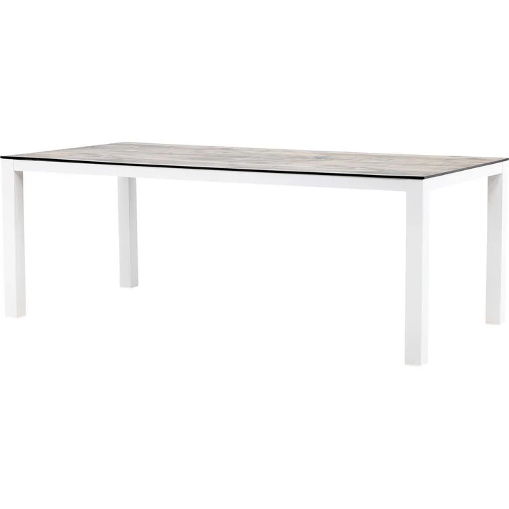 Gardenson Gartentisch, rechteckig, grau/weiß, wetterbeständig, 100x75x205 cm, Metall/Kunststoff