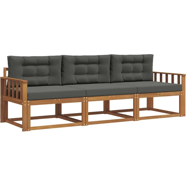 vidaXL Outdoor-Sofagarnitur 3 stk. 3-Sitzer Natur und Anthrazit 3367120 – Bild 2