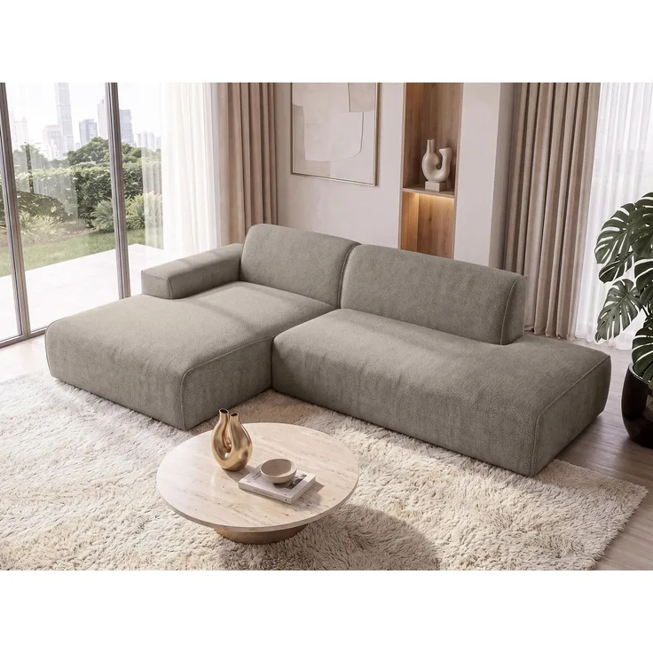 AX LIVING Ecksofa Braun Didim Duo 284 cm Chenille Sofa freistehend L