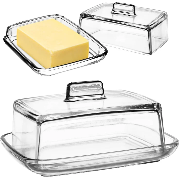 KADAX Butterdose, Butterdose aus Glas mit Deckel, Butterbehältergriff – Bild 1
