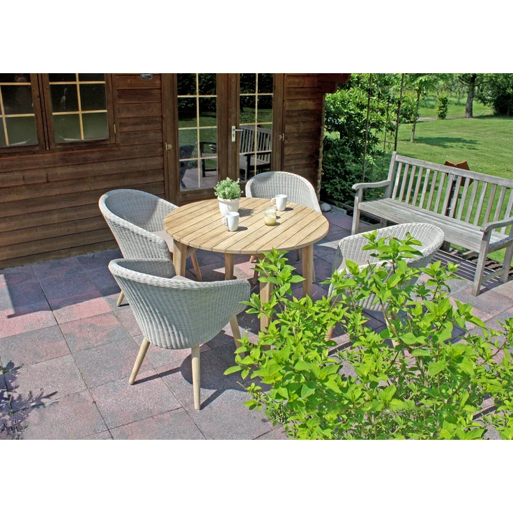 Garten-Sitzgruppe VARNA 5tlg. - Akazie, Braun | Gartenmöbel-Set Gartengarnitur Garten-Essgruppe mit Stühlen und Esstisch – Bild 4