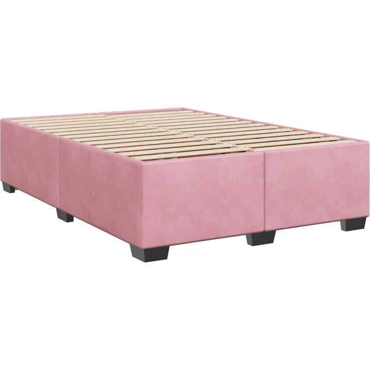 vidaXL Boxspringbett mit Matratze mit Kopfteil Rosa 140 x 200 cm Samt 3450739 – Bild 5