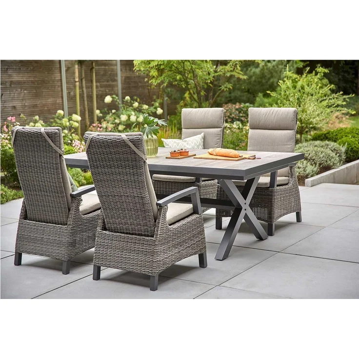 Gartensessel Corido, Rattan, Grau, Schwarz, 61 x 109 x 62 cm – Bild 2