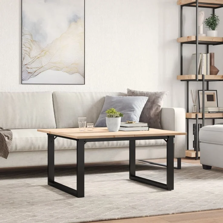 Couchtisch Sofatisch, O-Gestell 90 x 90 x 45 cm Massivholz Kiefer und Stahl d336e – Bild 3