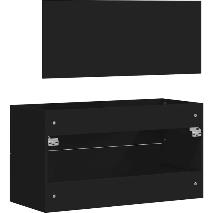 vidaXL Badschrank mit Spiegel Schwarz Holzwerkstoff 833880 – Bild 6