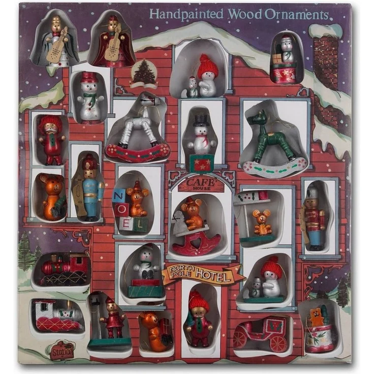 BRUBAKER Christbaumschmuck Weihnachtsbaumschmuck Set aus Holz (24-tlg), bis zu 7,5 cm große Figuren, handbemalt und in Geschenkbox – Bild 2