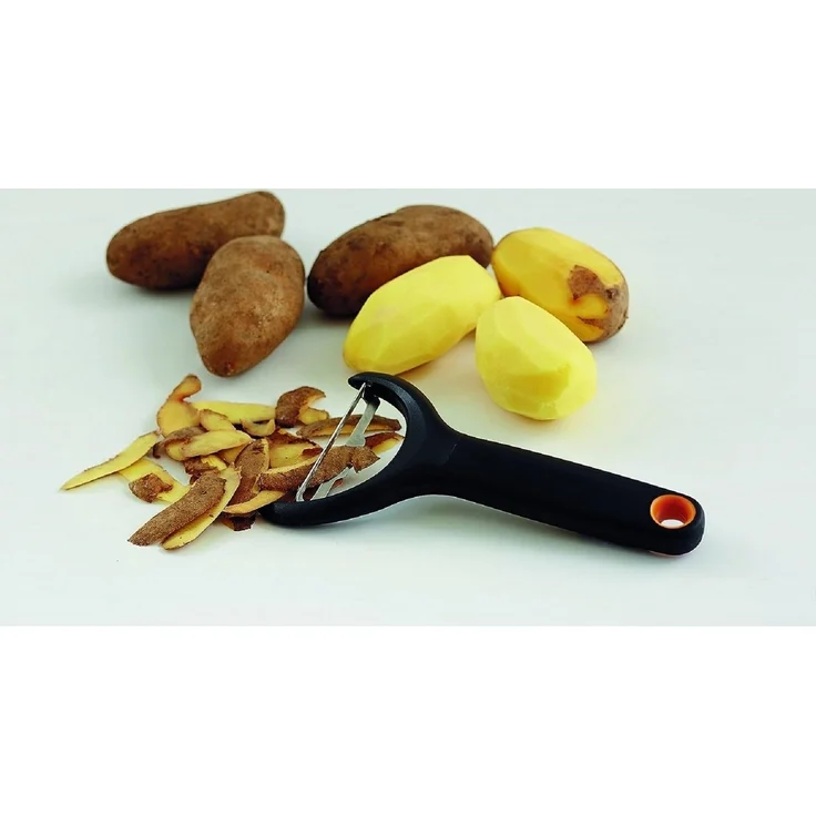 Fiskars Functional Form Gemüseschäler, Sparschäler, Obstschäler, Gemüse Schäler, Küchenhelfer, Edelstahl, 23 cm, 1016122 – Bild 3