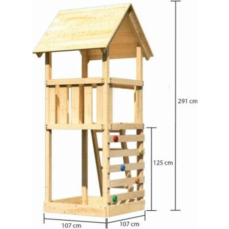 Karibu Kinderspielturm Lotti mit Kletterwand ECO naturbelassen 1,07 x 1,07 x 2,91 m – Bild 16