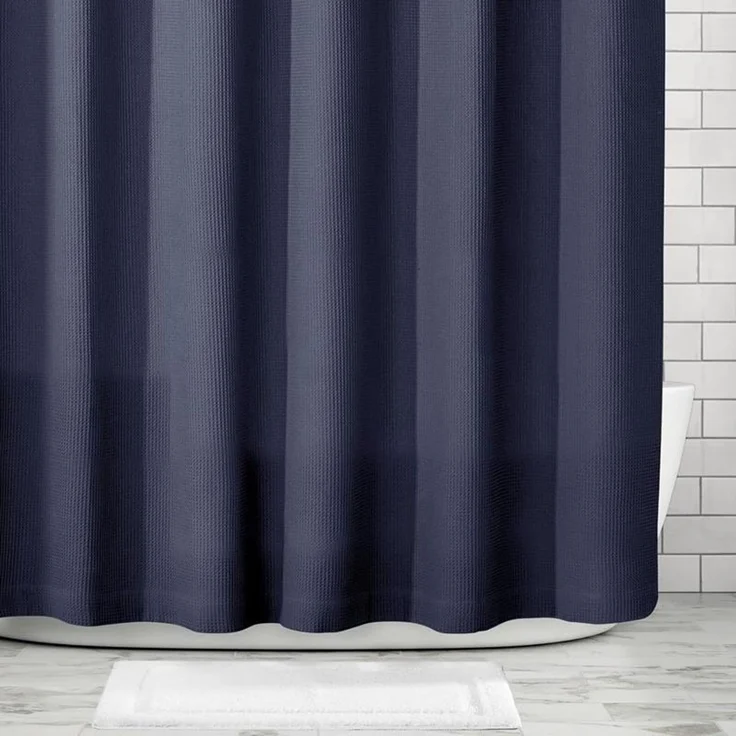 mDesign Duschvorhang Badewannenvorhang Duschgardine wasserdicht Blau – Bild 4