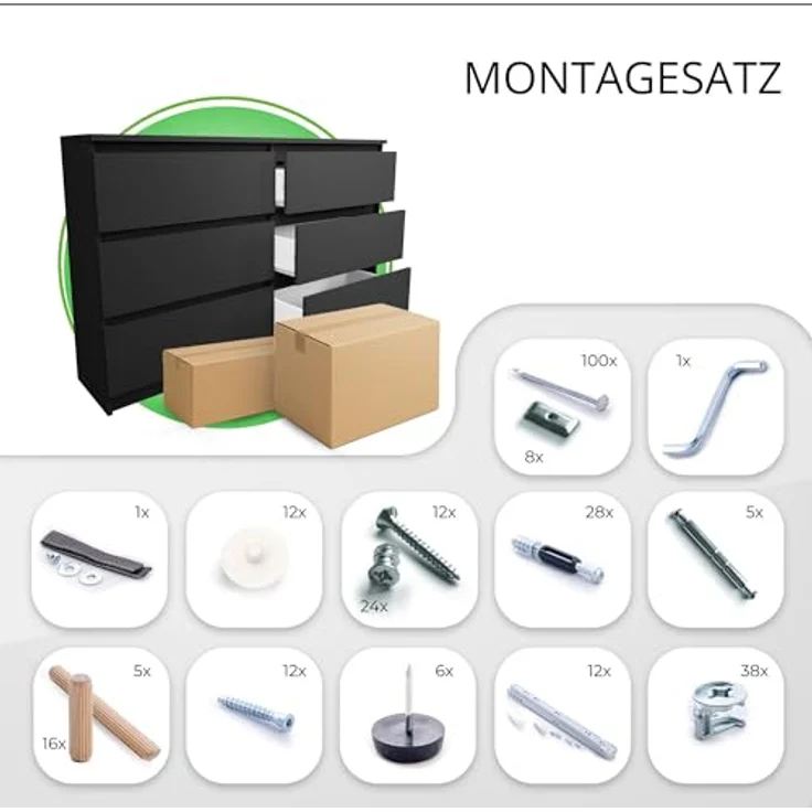 CDF Kommode Malwa M6 120| Farbe: Schwarz | Schrank für Dokumente, Kleinigkeiten | Ideal für Wohnzimmer, Schlafzimmer, Kinderzimmer, Jugendzimmer und Büro | 6 geräumige Schubladen – Bild 6