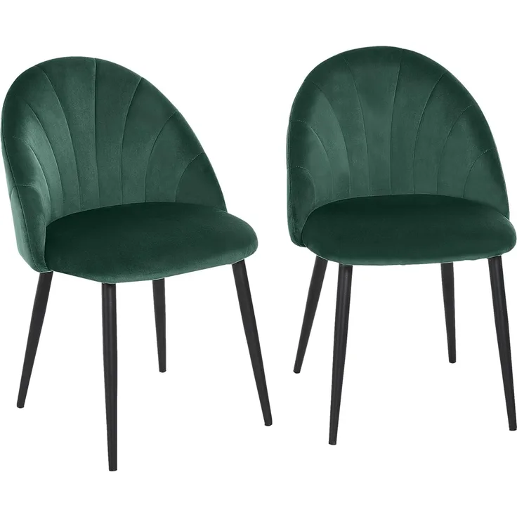 HOMCOM Esszimmerstuhl Küchenstuhl Wohnzimmerstuhl (Polsterstuhl, 2 St), Skandi-Design Samt Metall Grün 52 x 54 x 79 cm