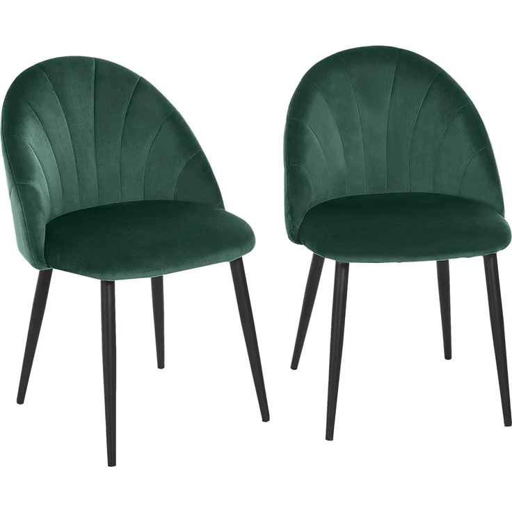 HOMCOM Esszimmerstuhl Küchenstuhl Wohnzimmerstuhl (Polsterstuhl, 2 St), Skandi-Design Samt Metall Grün 52 x 54 x 79 cm – Bild 1