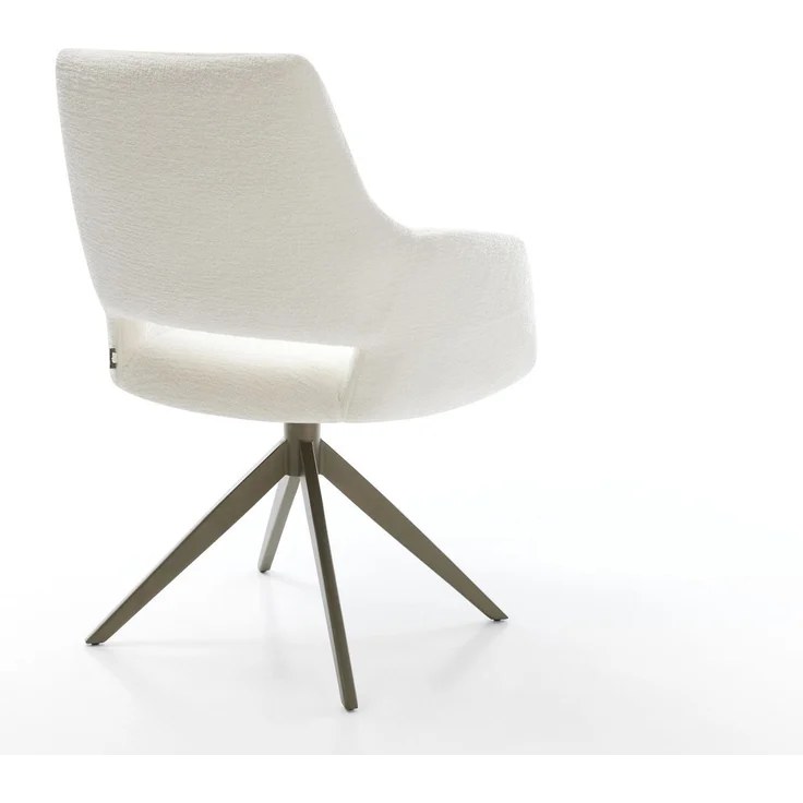 Drehstuhl Yago-Flex mit Armlehnen Bouclé Soft Beige Kreuzgestell breit Effektfinish Titan 360° drehbar Wippfunktion Taschenfederkern – Bild 5