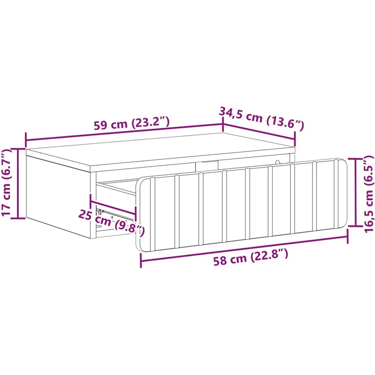 vidaXL Wandmontierter Beistelltisch Graues Sonoma 59 x 34,5 x 17 cm 898321 – Bild 9