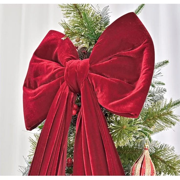 CLTYQ Christbaumschmuck rote schleifen weihnachten,Große Weihnachtsbaum-Schleifen, 200cm, Samtstoff,Weihnachtsdekoration für Weihnachtsbaum, Fenster, Haustür – Bild 4