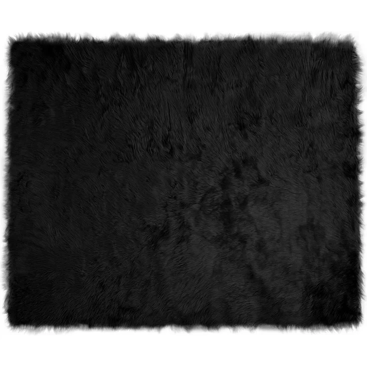 vidaXL Kunstschaffell Teppich Tafalla Schwarz 200 x 280 cm Polyester 42021573 – Bild 1