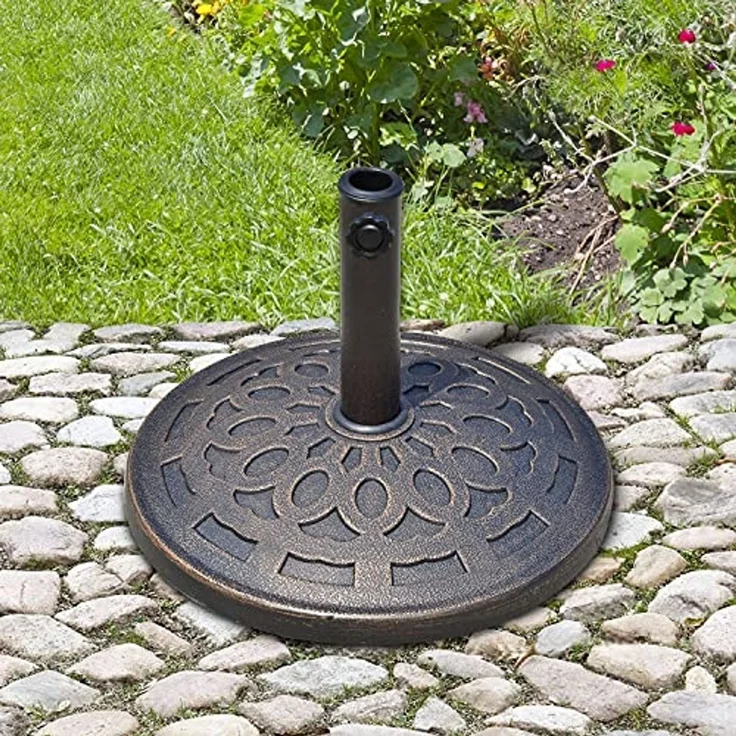 Outsunny Schirmhalter Sonnenschirmständer 14kg rund 38/48mm, für Stöcke bis Ø 48 mm, Sonnenschirmfuß, 1 tlg, Schirmständer – Bild 2