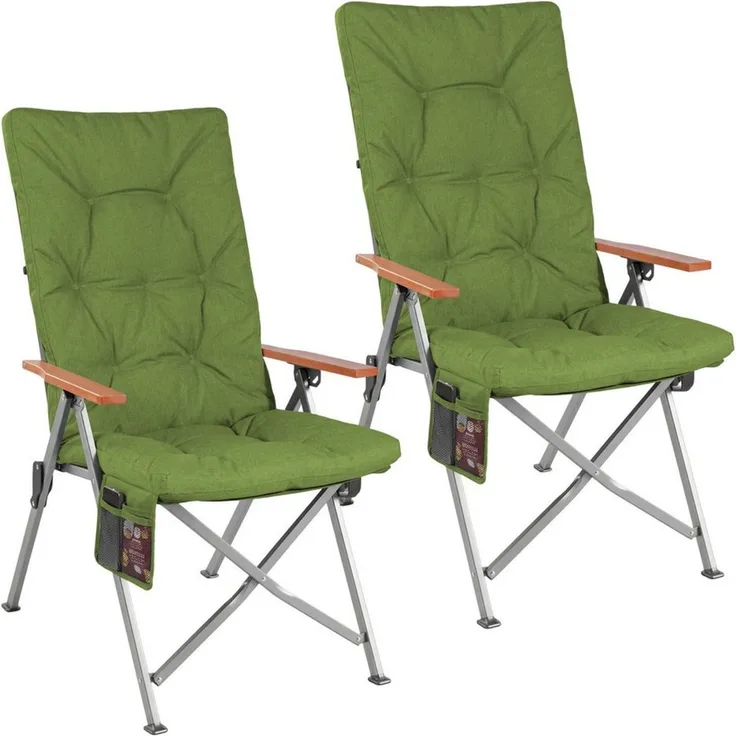 HOMECALL Campingstuhl Faltbar Hochlehner Luxus Klappstuhl mit 4,5cm Dicke Gepolstert (150kg Belastbar mit 4 Positionen Verstellbar Angelstuhl, 2 St), für Garten Balkon Wohnmobil