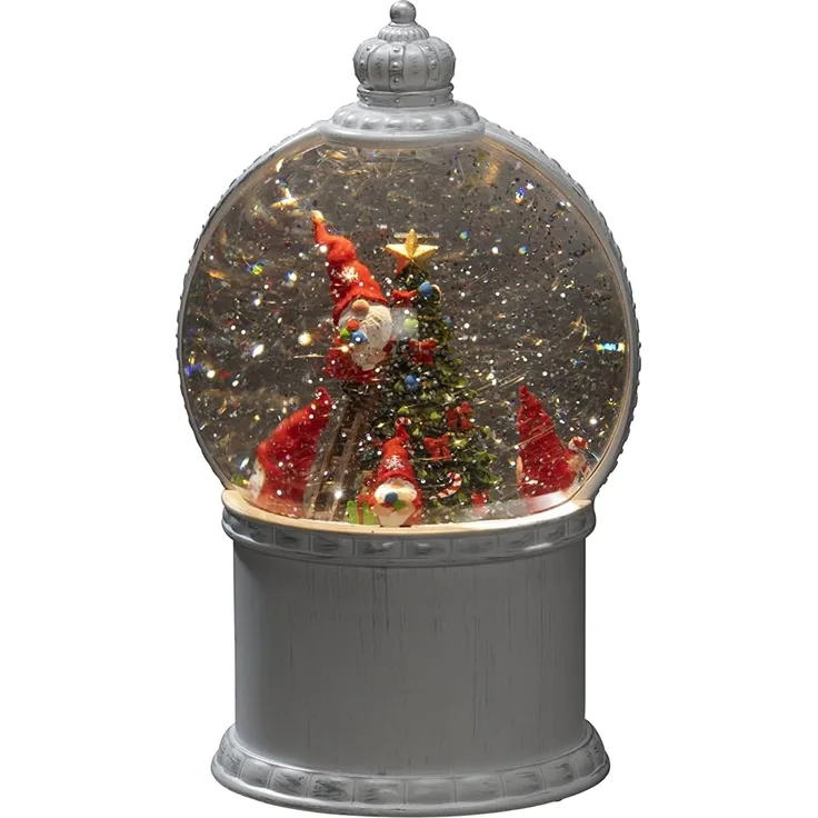 Konstsmide LED Kugellaterne, "Santas", weiß, wassergefüllt, wählbare Energiefunktion, mit 5h Timer, 1 warm weiße Diode, batteriebetrieben & USB, Innen, 3 x AA 1.5V (exkl.) - 4300-200
