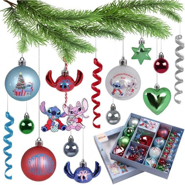 Sarcia. eu Weihnachtsbaumkugel Disney Stitch Angel Christbaumkugeln, Kunststoffdekorationen, 25 Stück – Bild 2