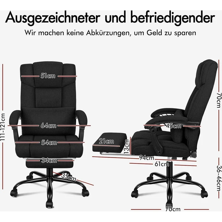 ALFORDSON Bürostuhl Hochwertiger Schreibtischstuhl mit Lendenwirbelstütze – Bild 2